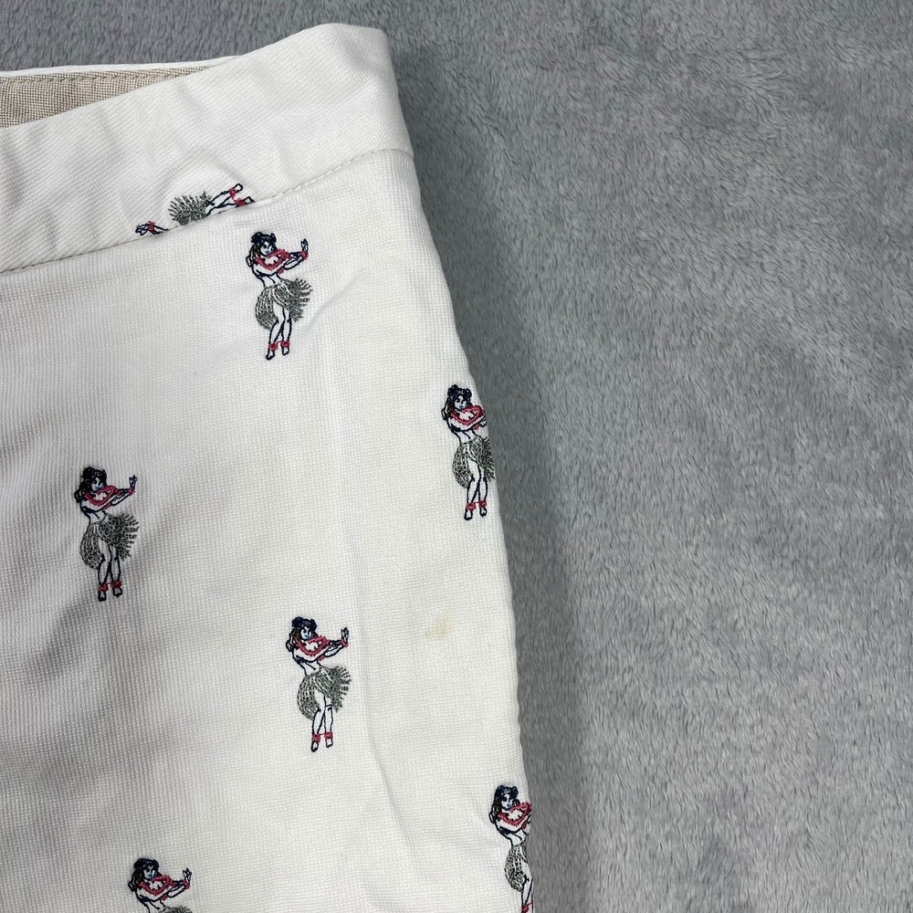 Tommy Bahama Chino Shorts Mens 40 White Hula Girl‎ Embroidered Stretch READ - Picture 5 of 7